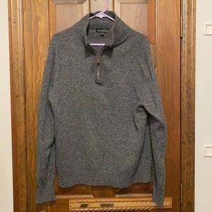 J. Crew Factory Gray Wool Quarter Zip Pullover